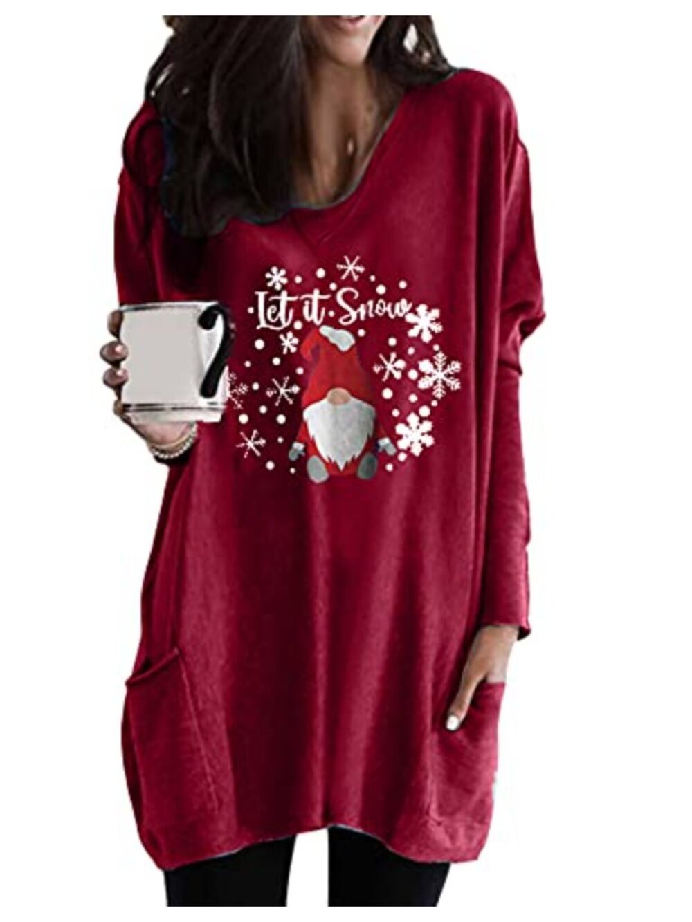 Womens Christmas Sweatshirt Long Sleeve Pullover Loose Fit Holiday Top